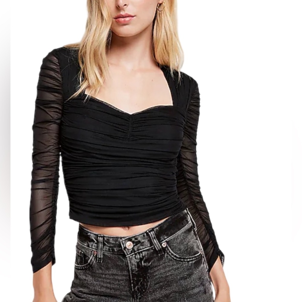 Express Bodycon Mesh Crop Top with removable cups